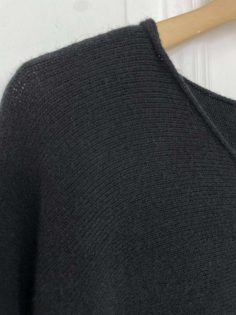 Exposed Seam Batwing Knit - Black