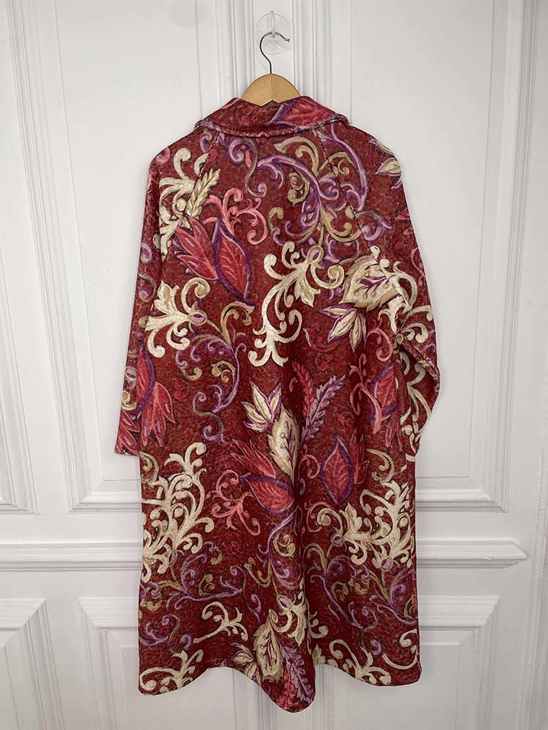 Baroque Print Coat - Raspberry