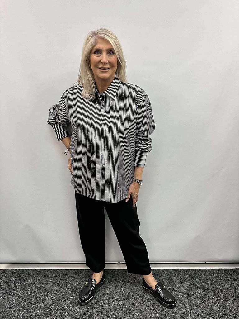 Malissa J Studded Diamond Shirt - Black & White