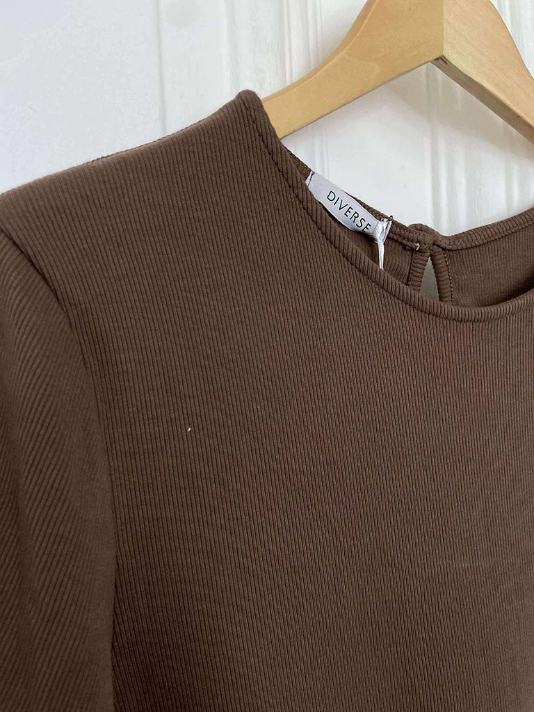 Crinkle T-Shirt Dress - Chocolate