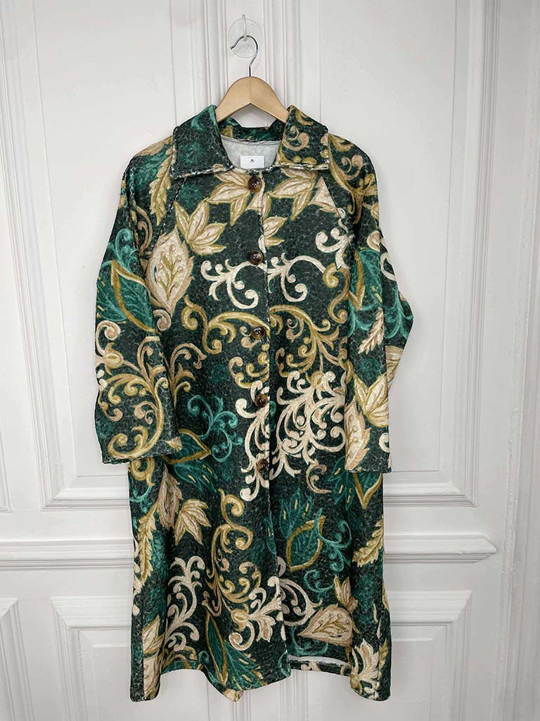 Baroque Print Coat - Forest