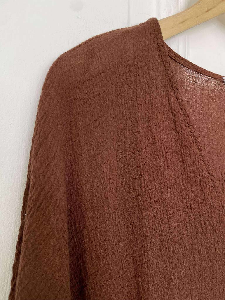 Seersucker Drawstring Top - Burnt Umber
