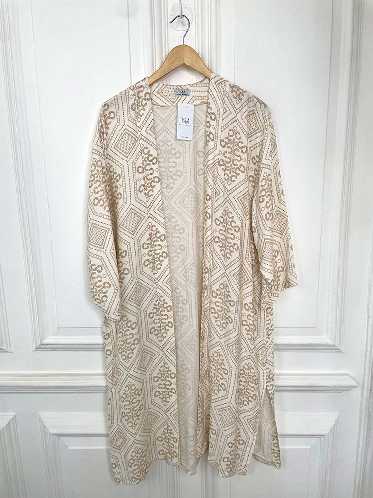 Tile Print Kimono - Stone