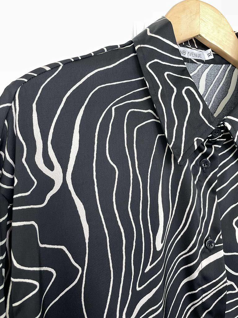 Swirl Silk Feel Shirt - Black