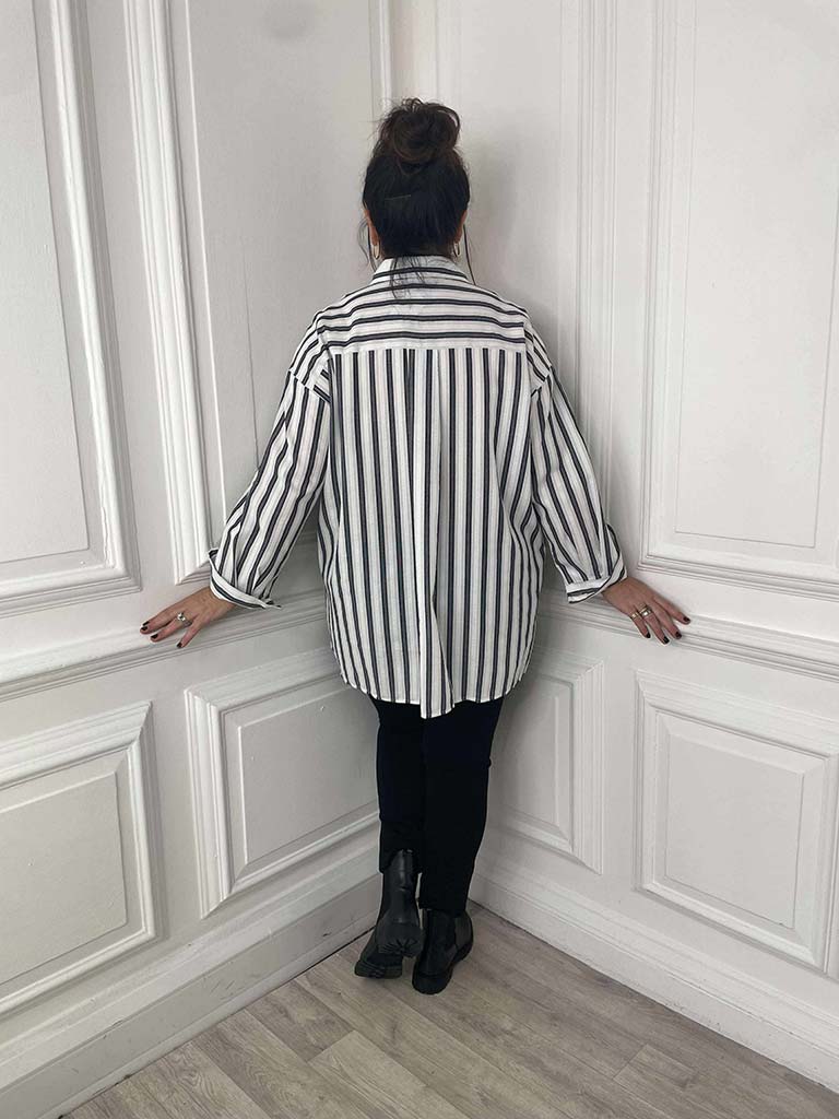 Cotton Striped Shirt - Black