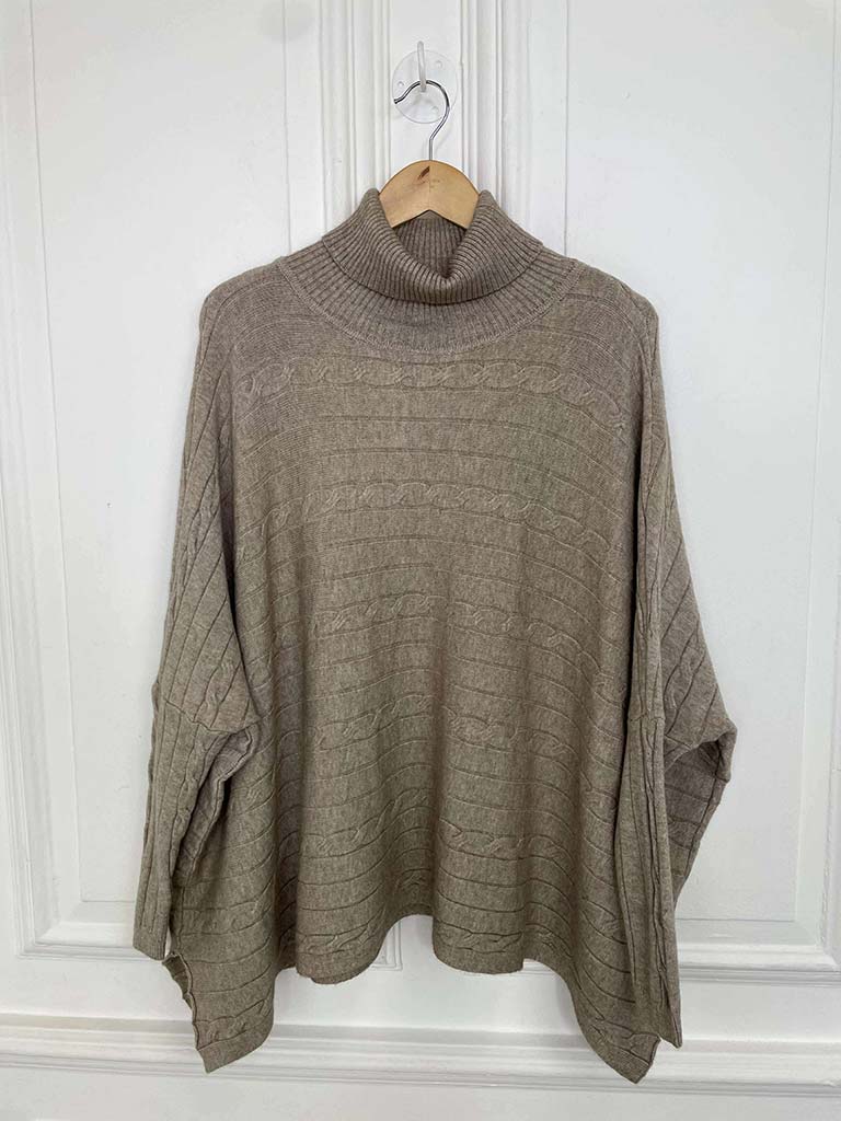 Cable Ribbed Polo Knit - Fawn