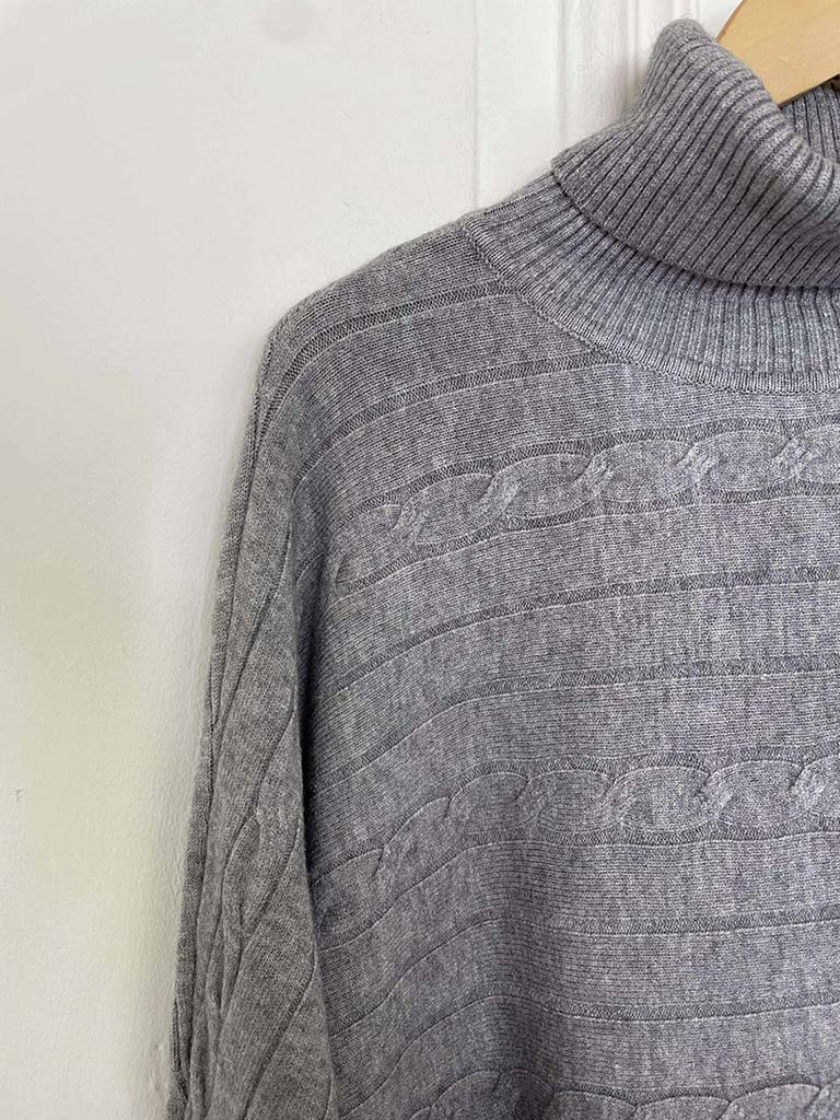 Cable Ribbed Polo Knit - Misty Grey