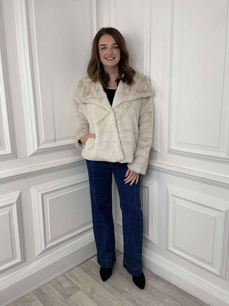 Luxe Faux Fur Jacket - Stone