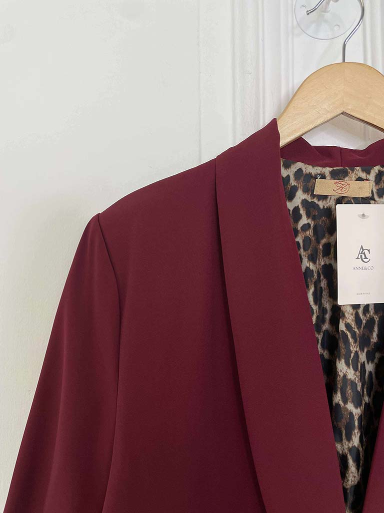 Leopard Cuff Blazer - Merlot