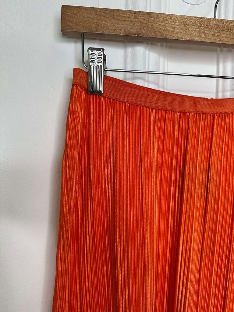 Pleated Maxi Skirt - Tangerine