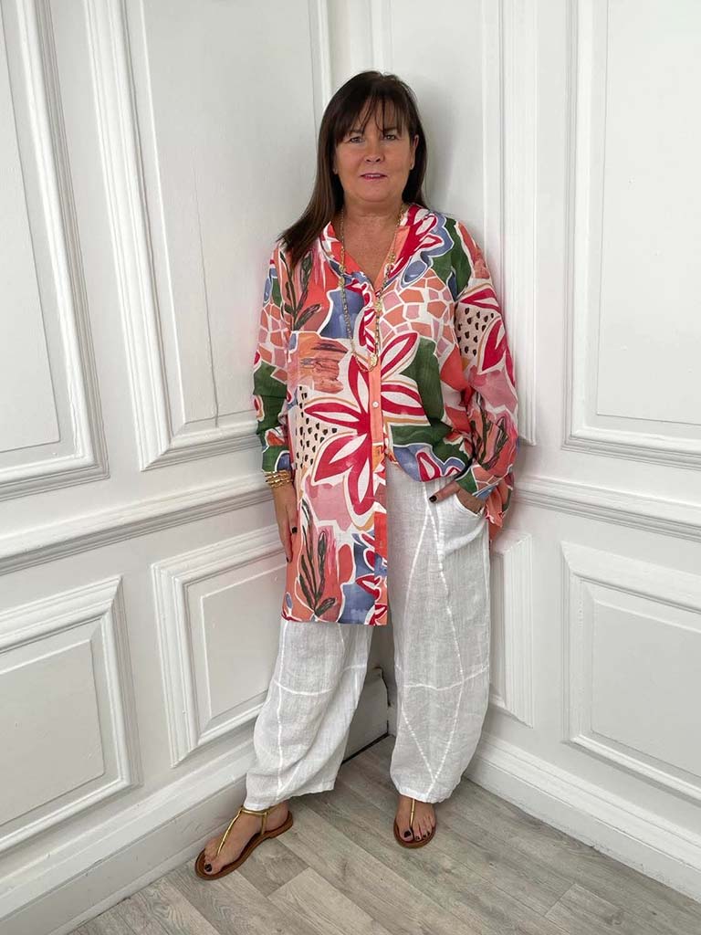 Passion Fruit Floral Shirt Tunic