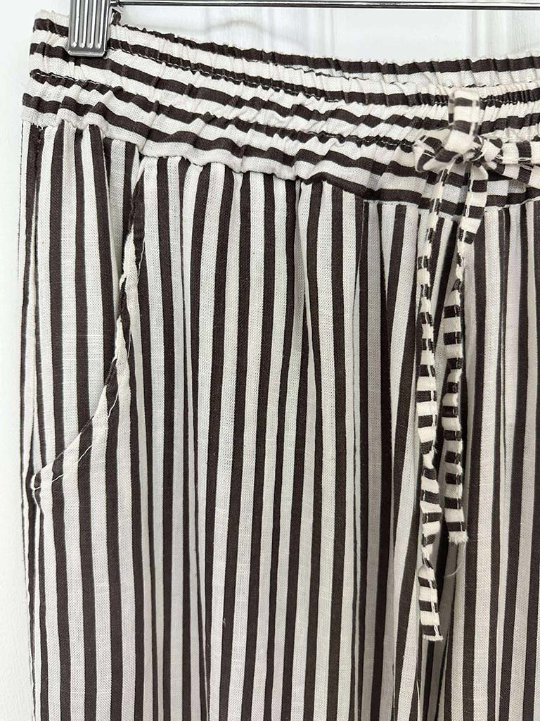Stripe Linen Palazzos - Chocolate