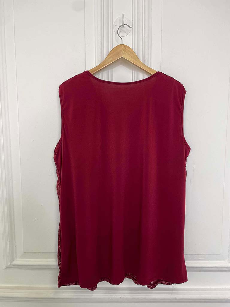 Sequin Sleeveless Top - Merlot