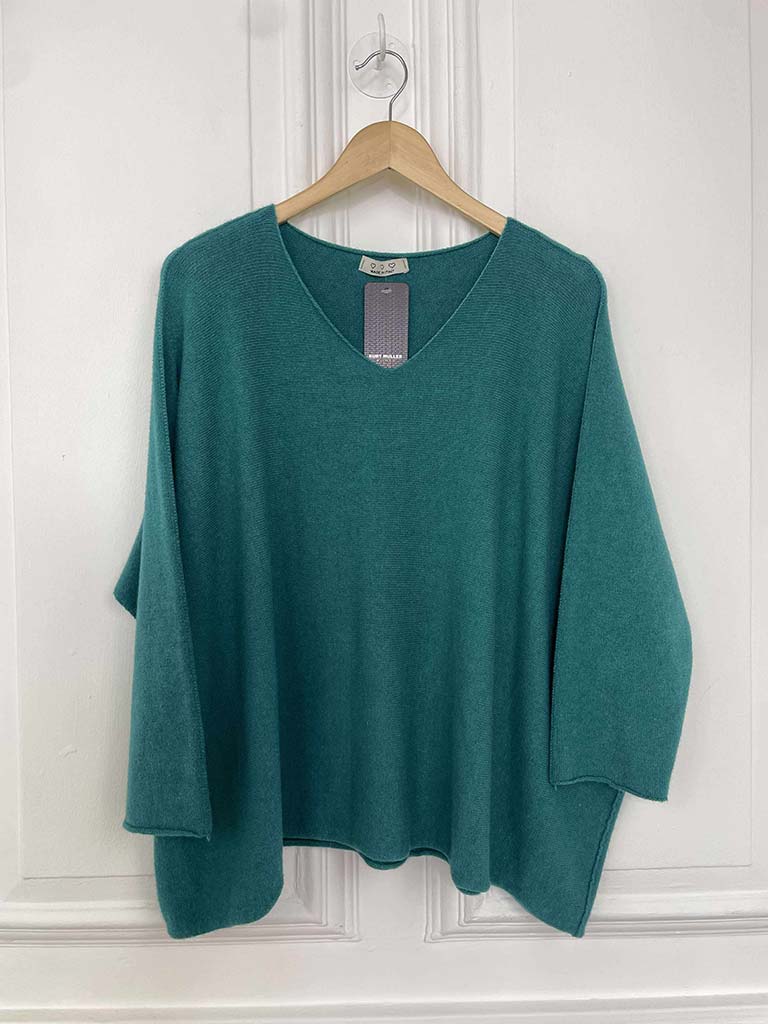 Exposed Seam Batwing Knit - Teal