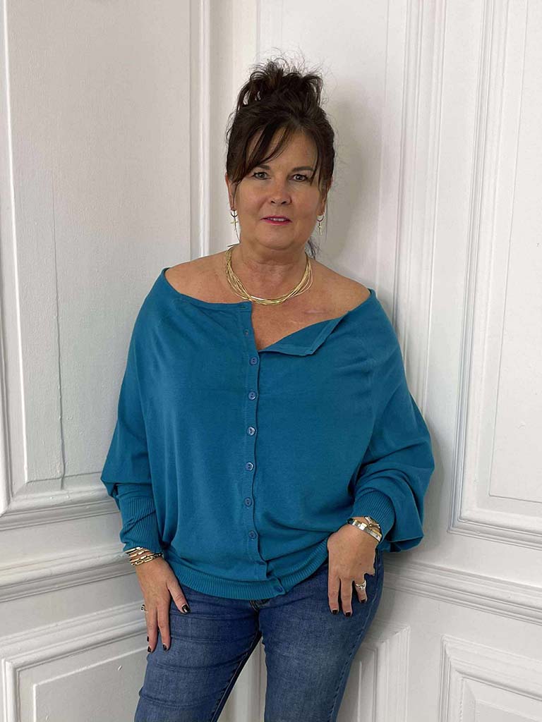 Malissa J Button Back Knit - Teal