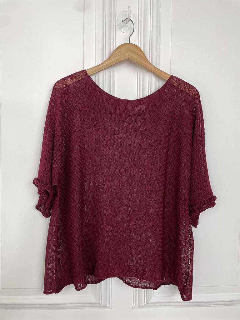 Boxy Fine Knit - Merlot