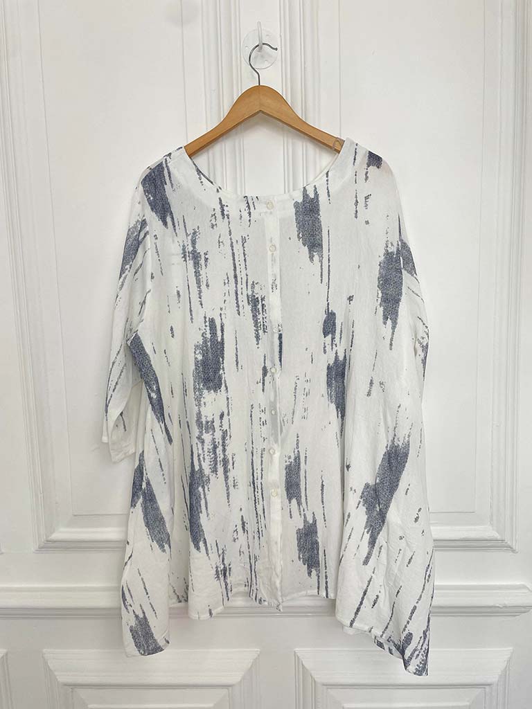 Ink Print Swing Tunic - Navy