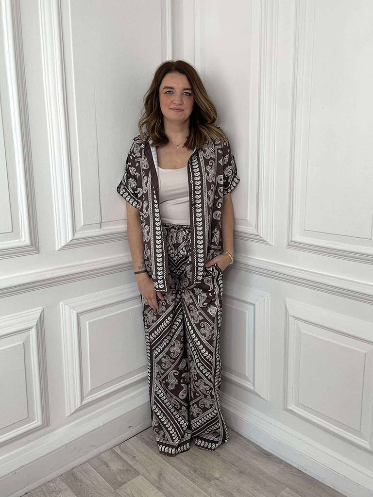 Paisley Boxy Shirt - Espresso