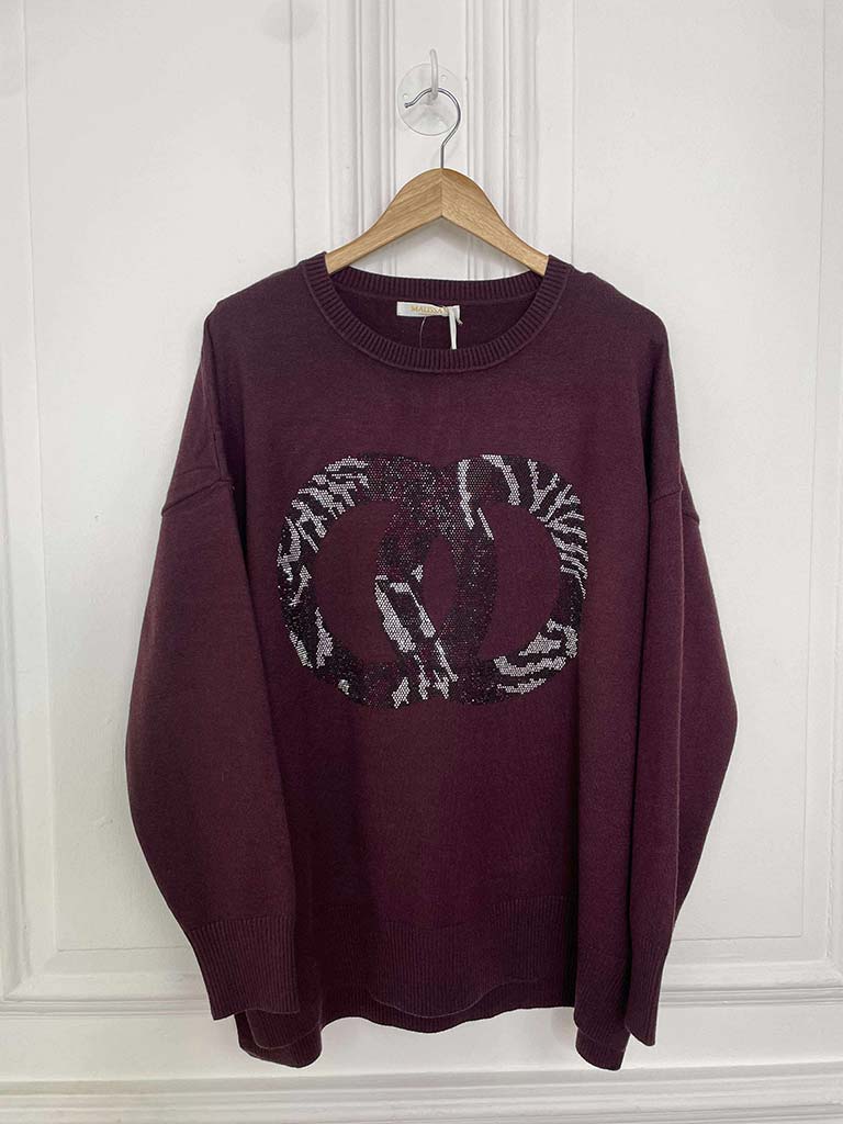 Malissa J Studded Link Knit - Wine