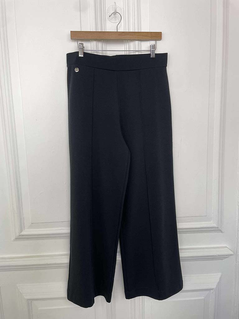 Malissa J Wide Leg Ponte Trousers - Black