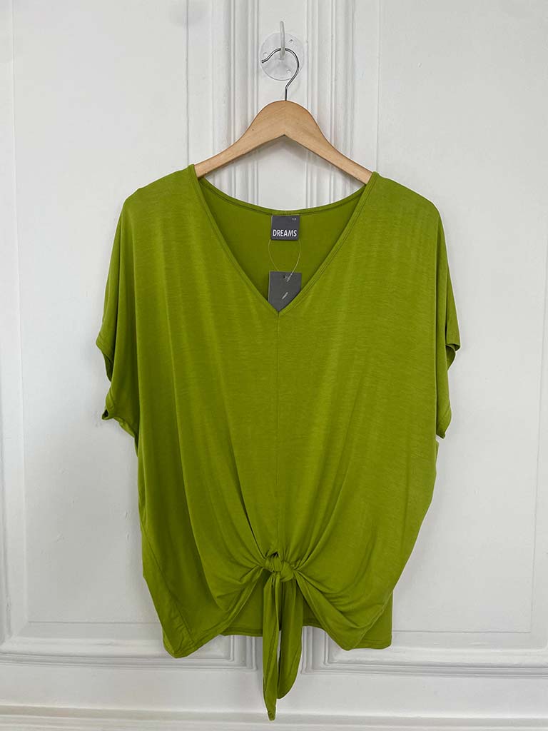 Bamboo Jersey Tie Front T-Shirt - Kiwi