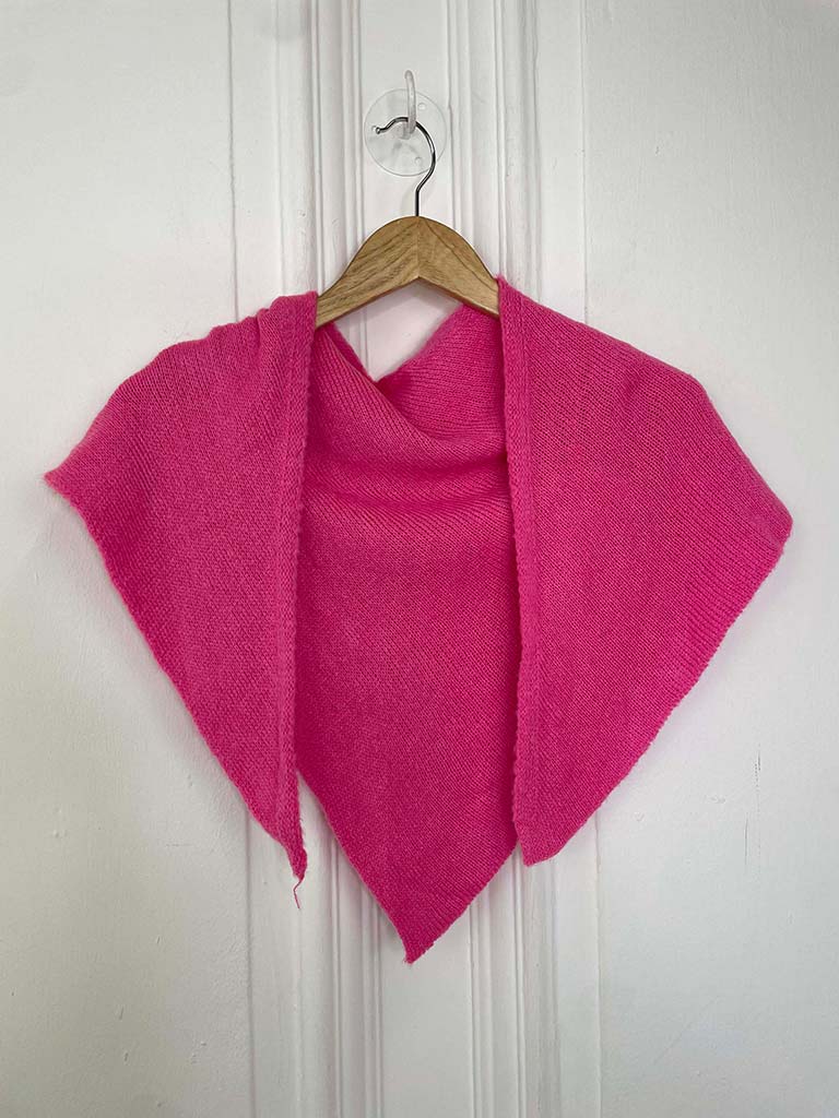 Knitted Triangle Scarf - Hot Pink