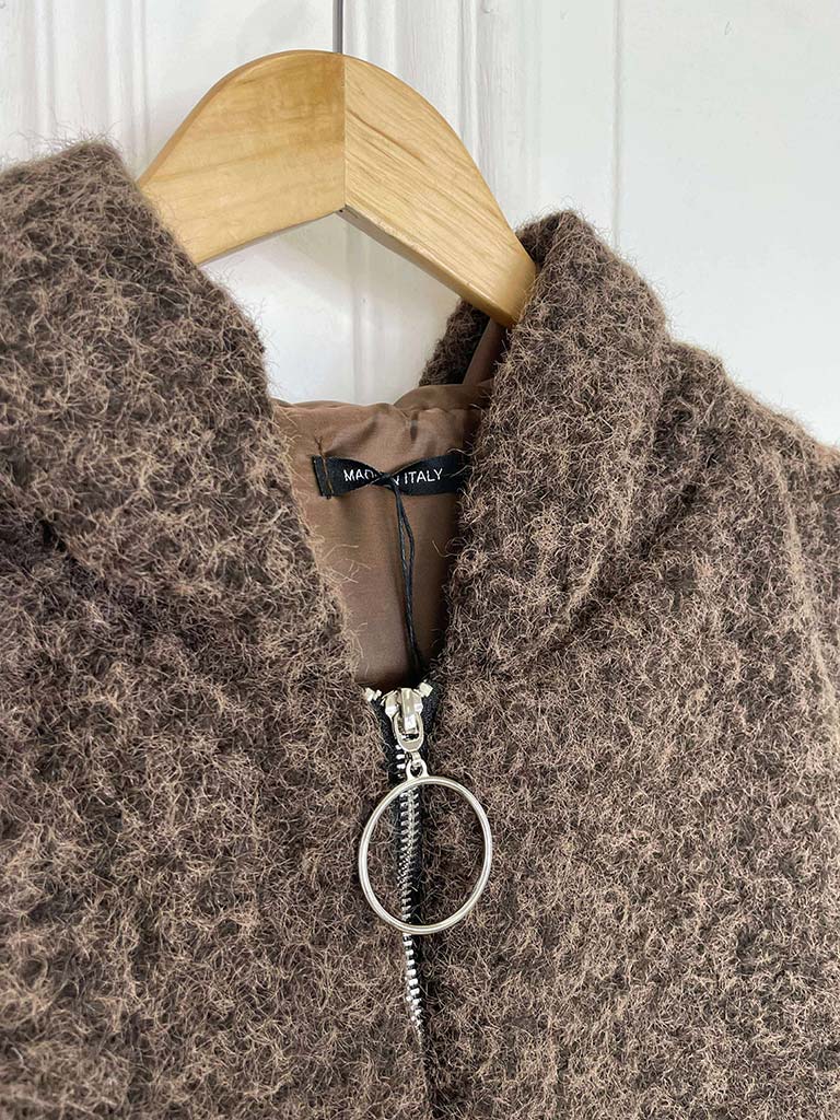 Bubble Hem Hooded Gilet - Chocolate