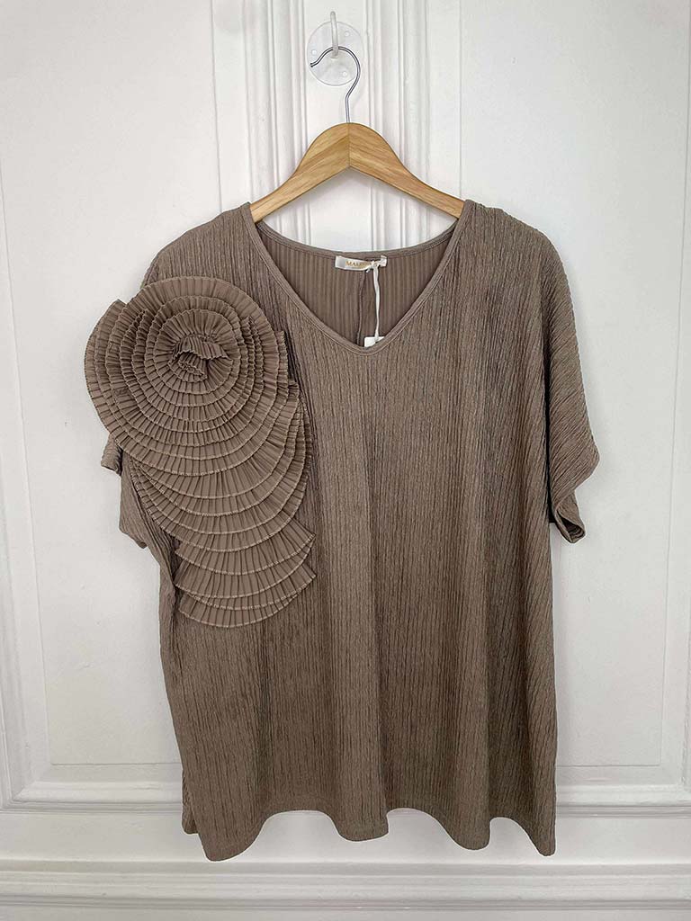 Malissa Corsage Top - Taupe