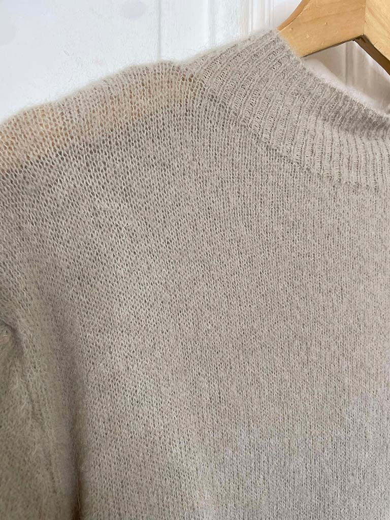 High Neck Short Sleeve Knit - Oat