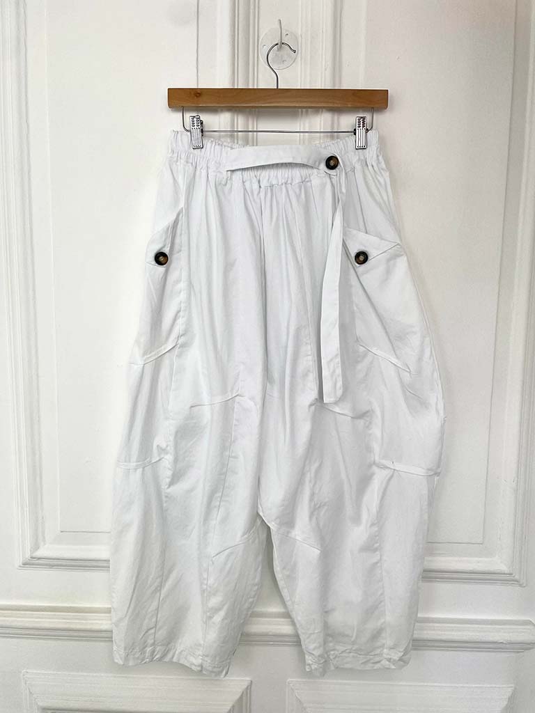 Cocoon Button Trousers - White