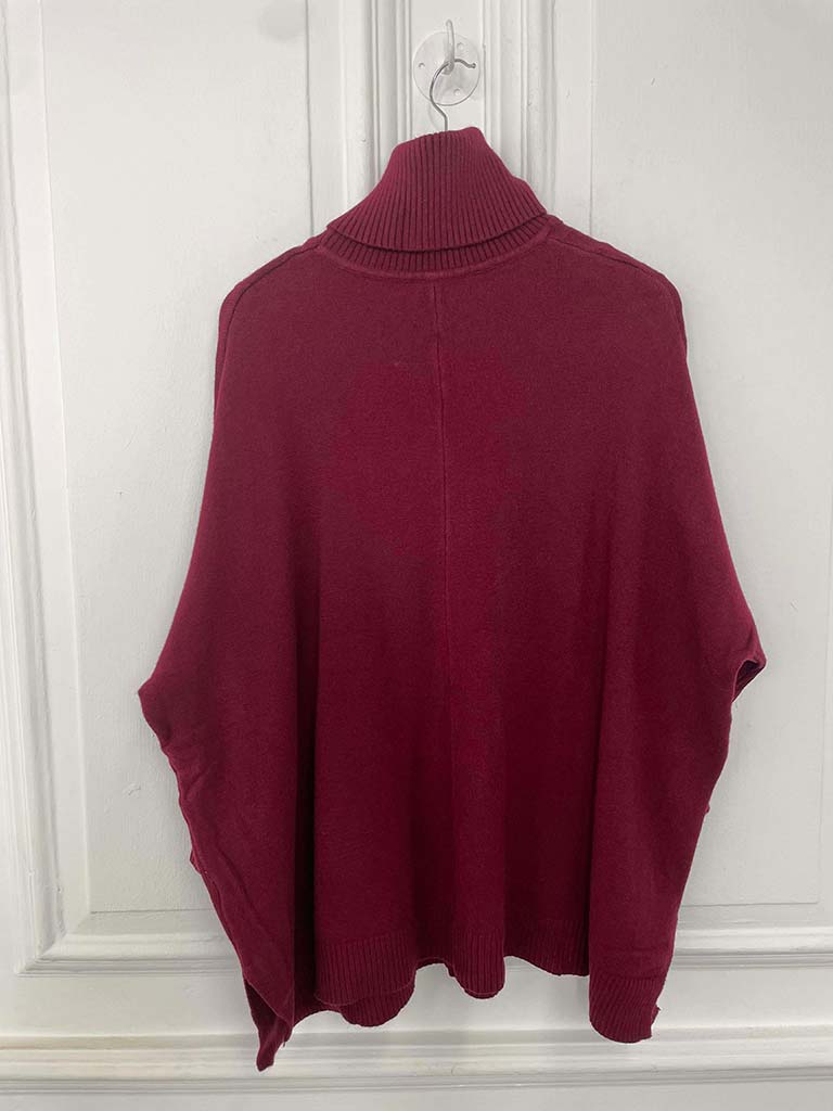 Cable Shimmer Polo Knit - Merlot