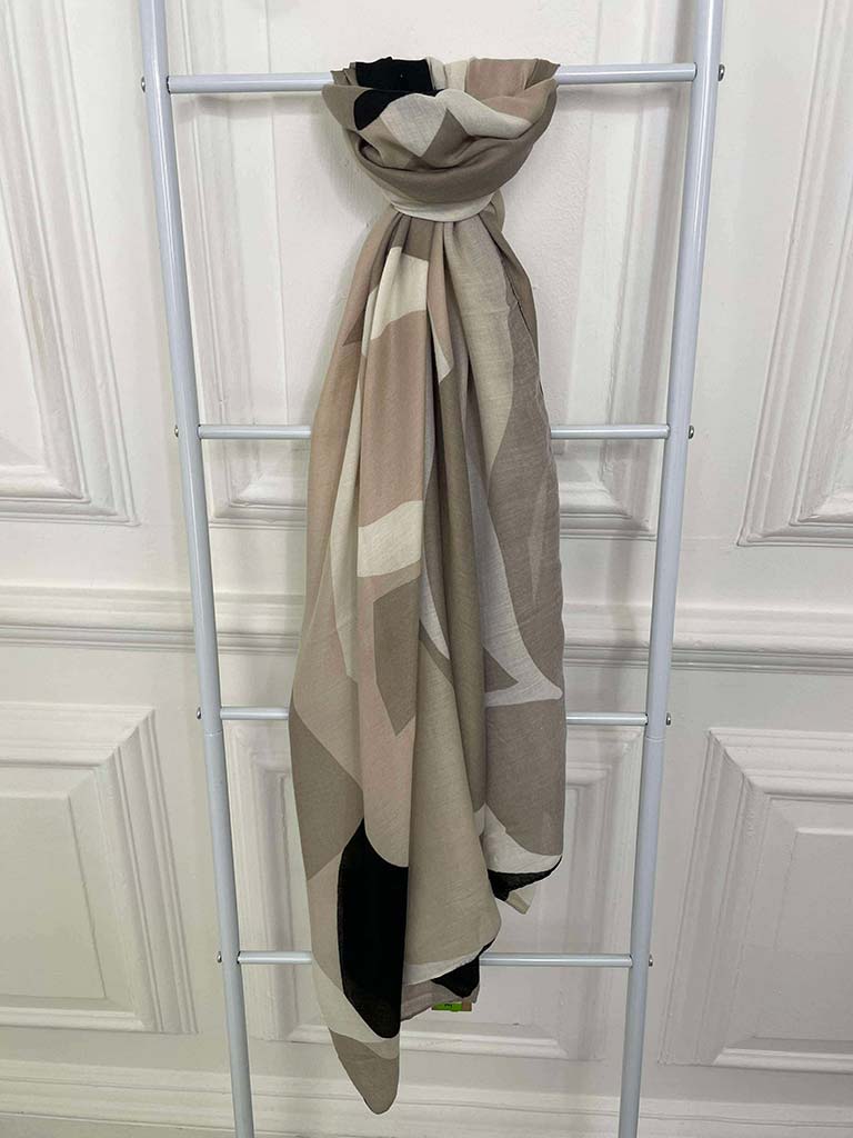 Abstract Print Scarf - Stone