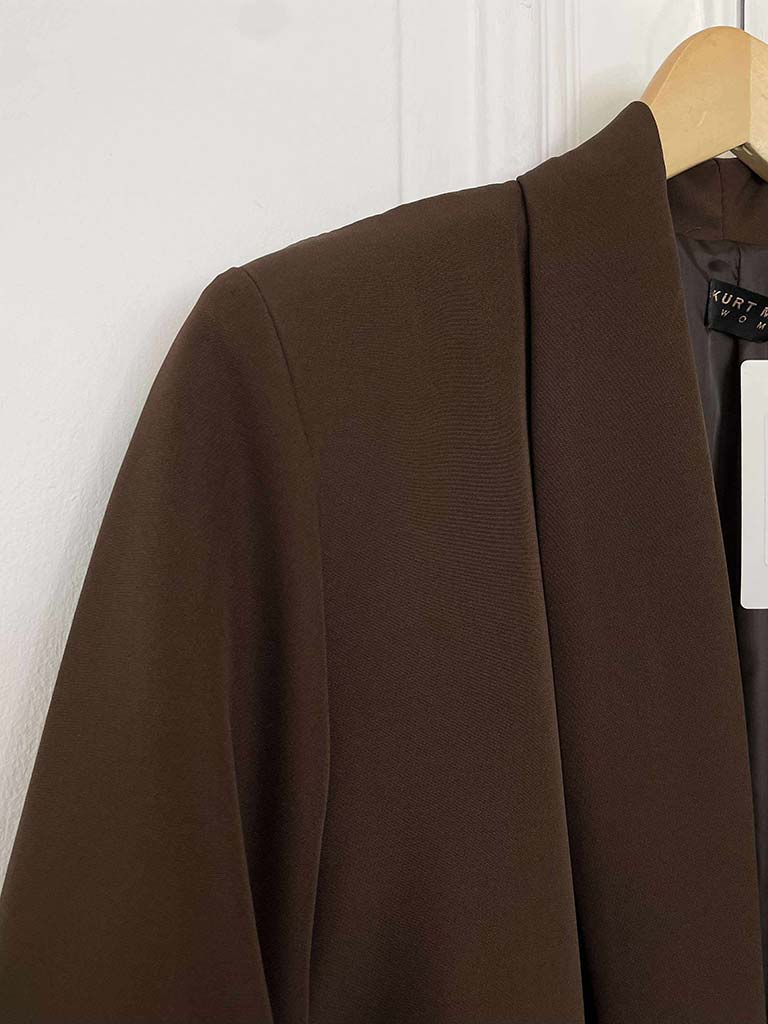 Ruched Sleeve Blazer - Chocolate