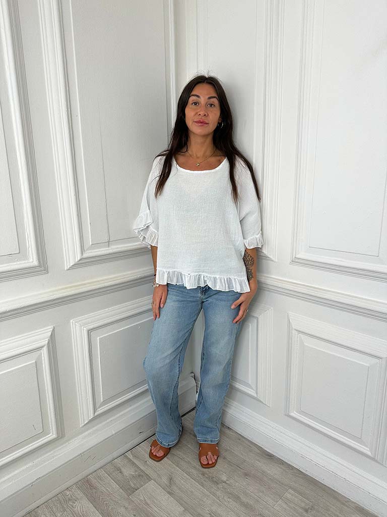 Cotton Frill Top - White