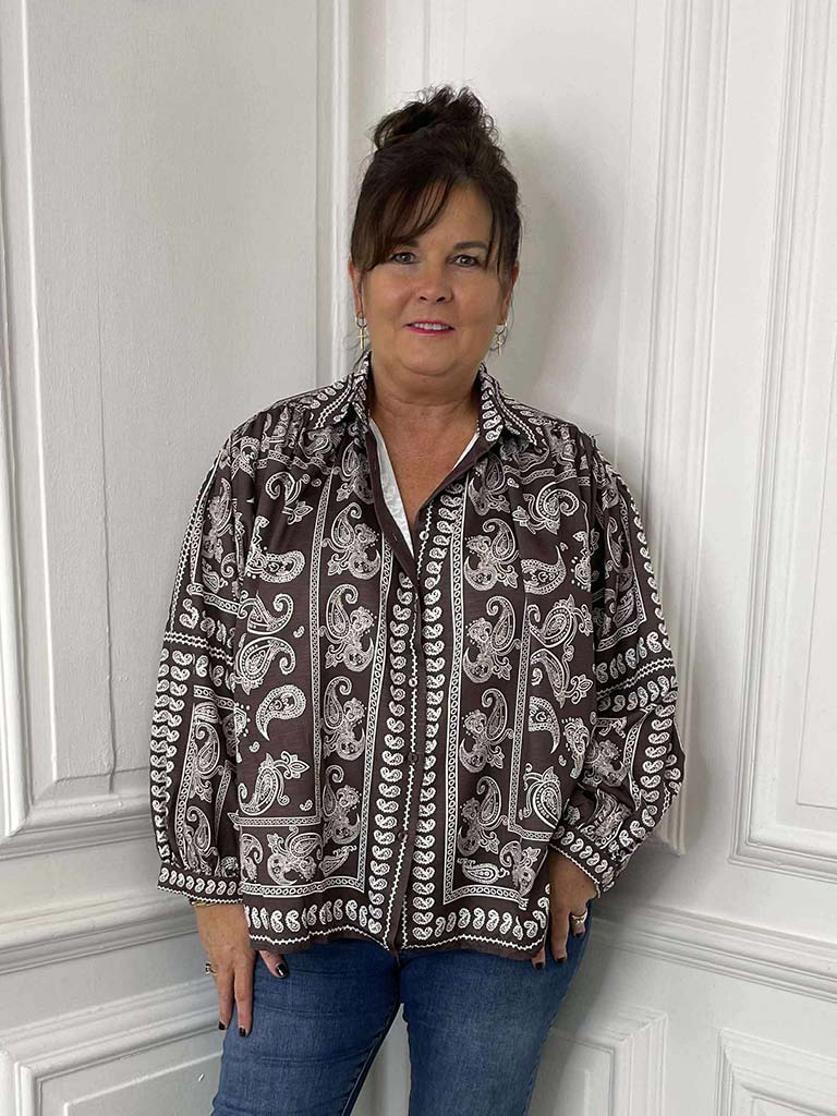 Paisley Long Sleeve Shirt - Espresso