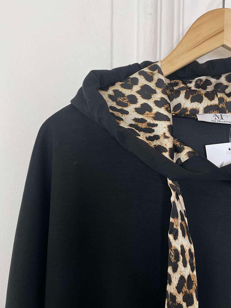 Supersoft Jersey Hoodie - Black Leopard