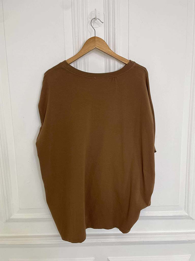 Jersey Looped Hem Top - Toffee