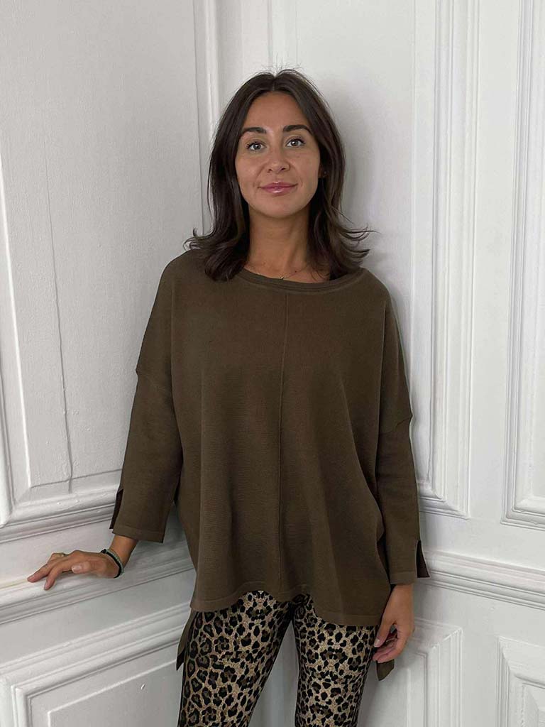 Waffle Drop Back Knit - Chocolate