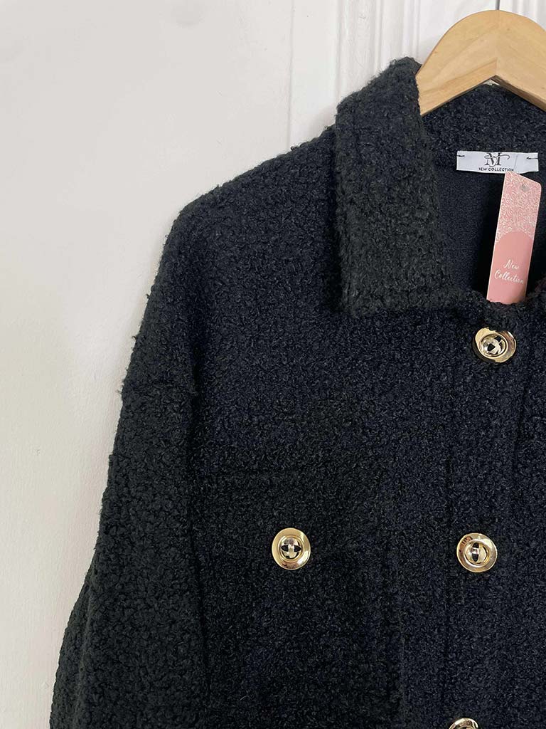 Boucle Boyfriend Jacket - Black
