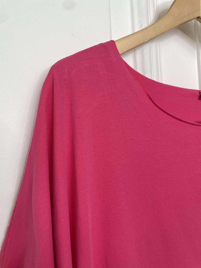Raw Edge Basic T-Shirt - Hot Pink