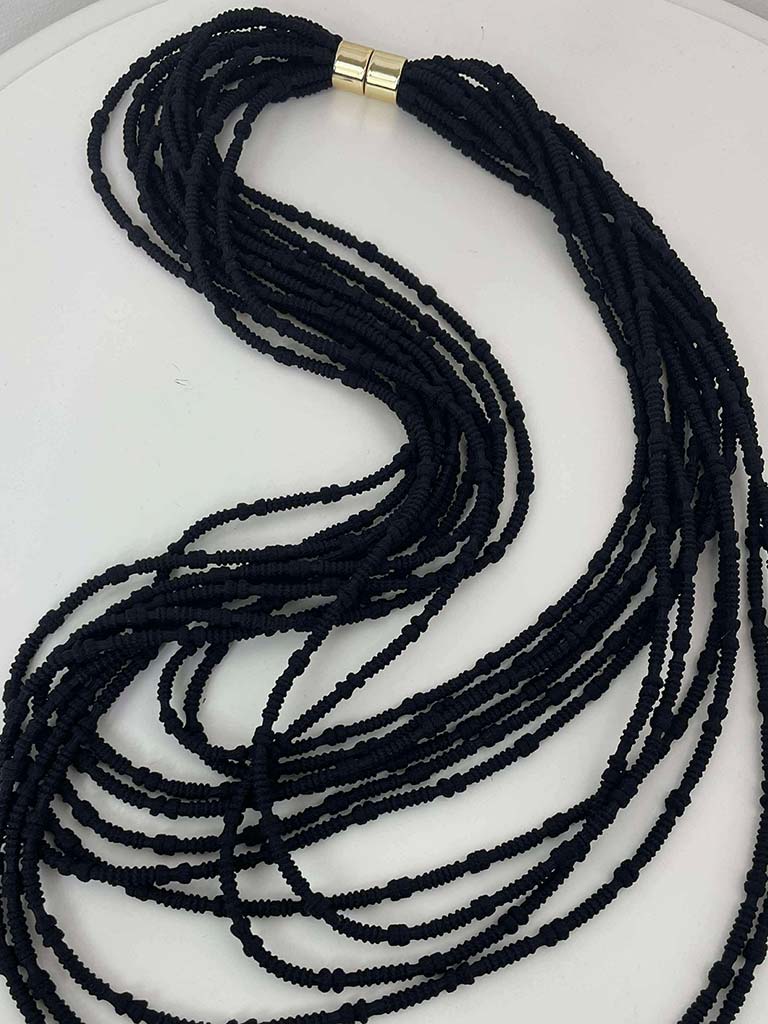 Multi Strand Rope Necklace - Black