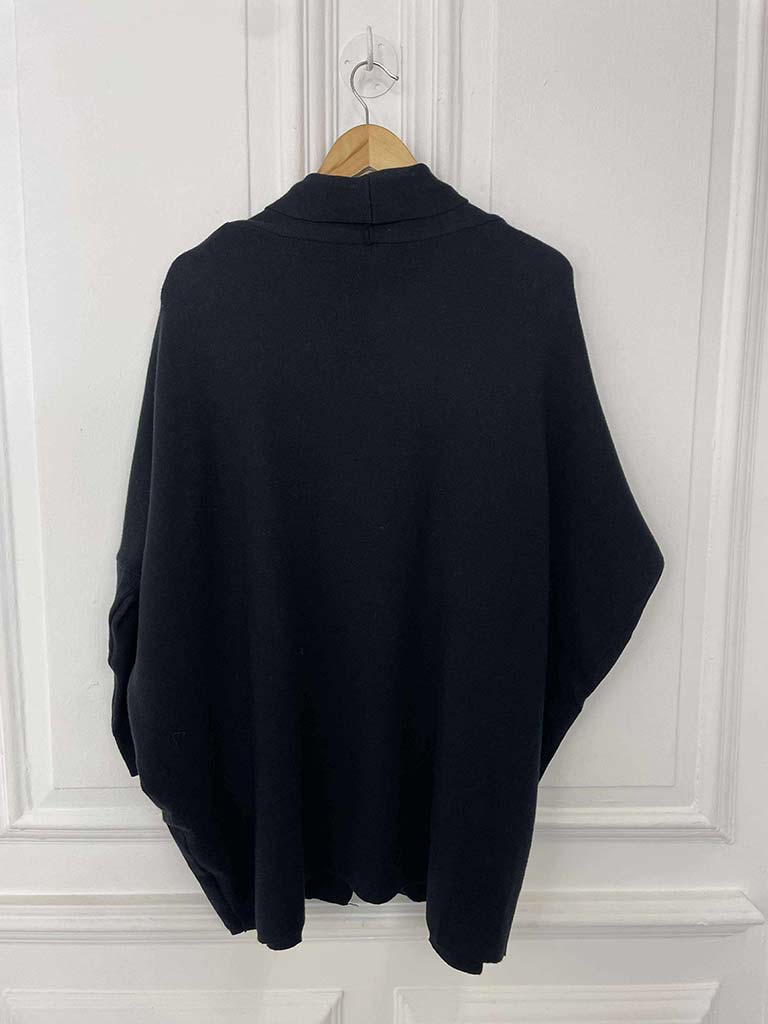 Faux Fur Pocket Cardigan - Black