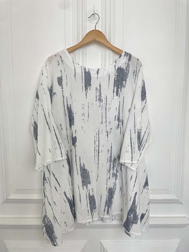 Ink Print Swing Tunic - Navy