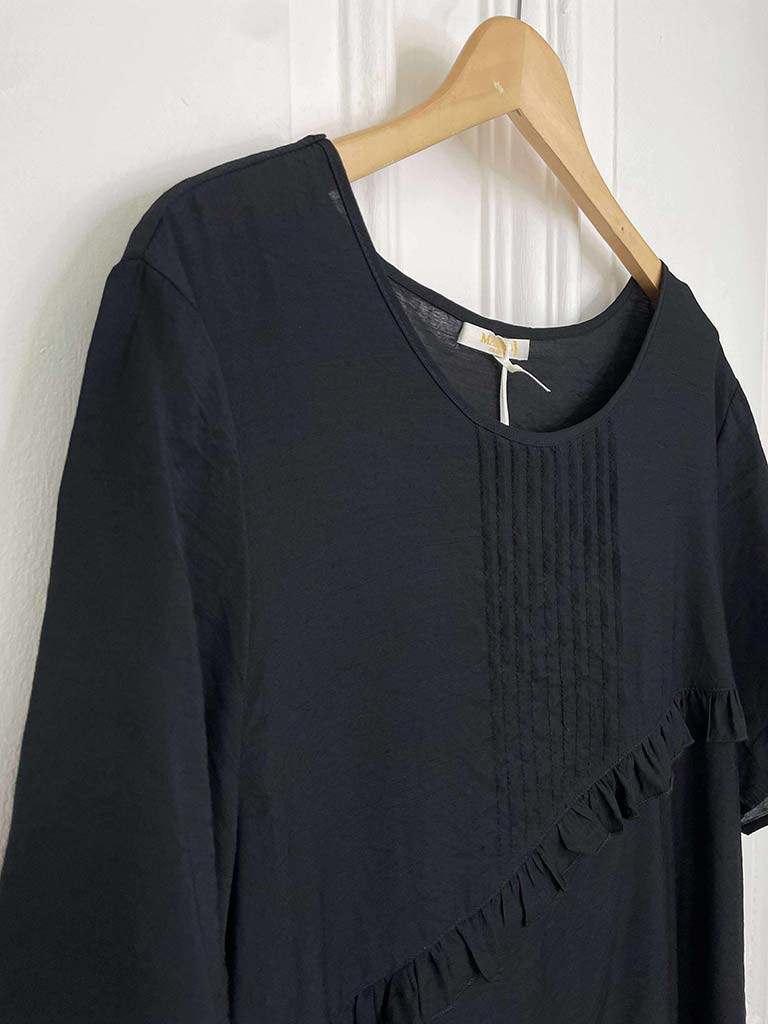 Malissa J Pin Tuck Top - Black