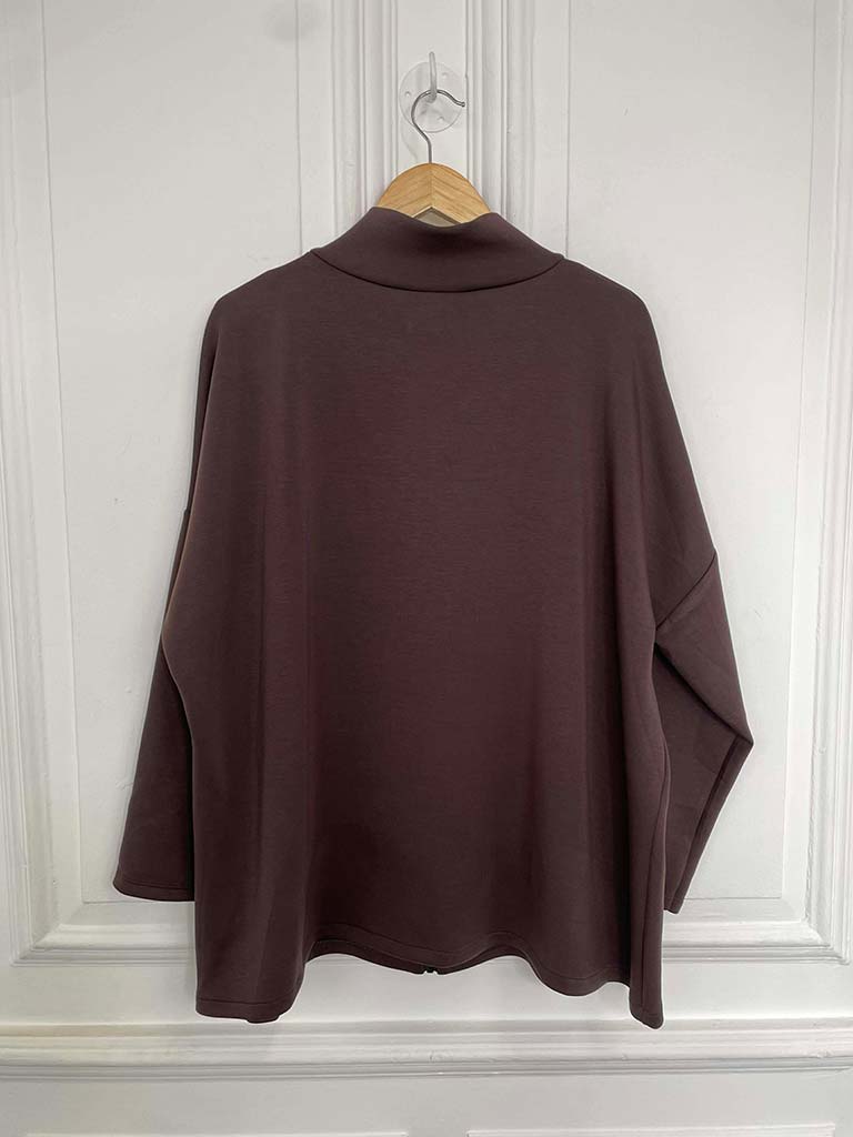 Sports Luxe Zip Up Jacket - Chocolate