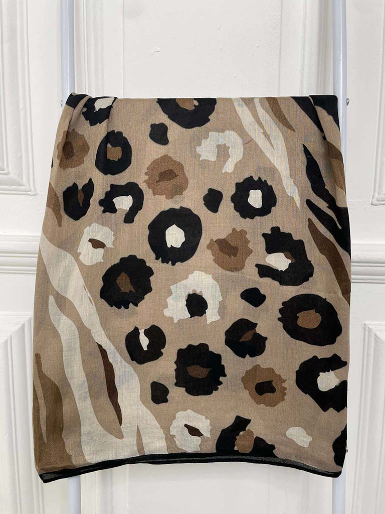 Animal Print Scarf - Latte
