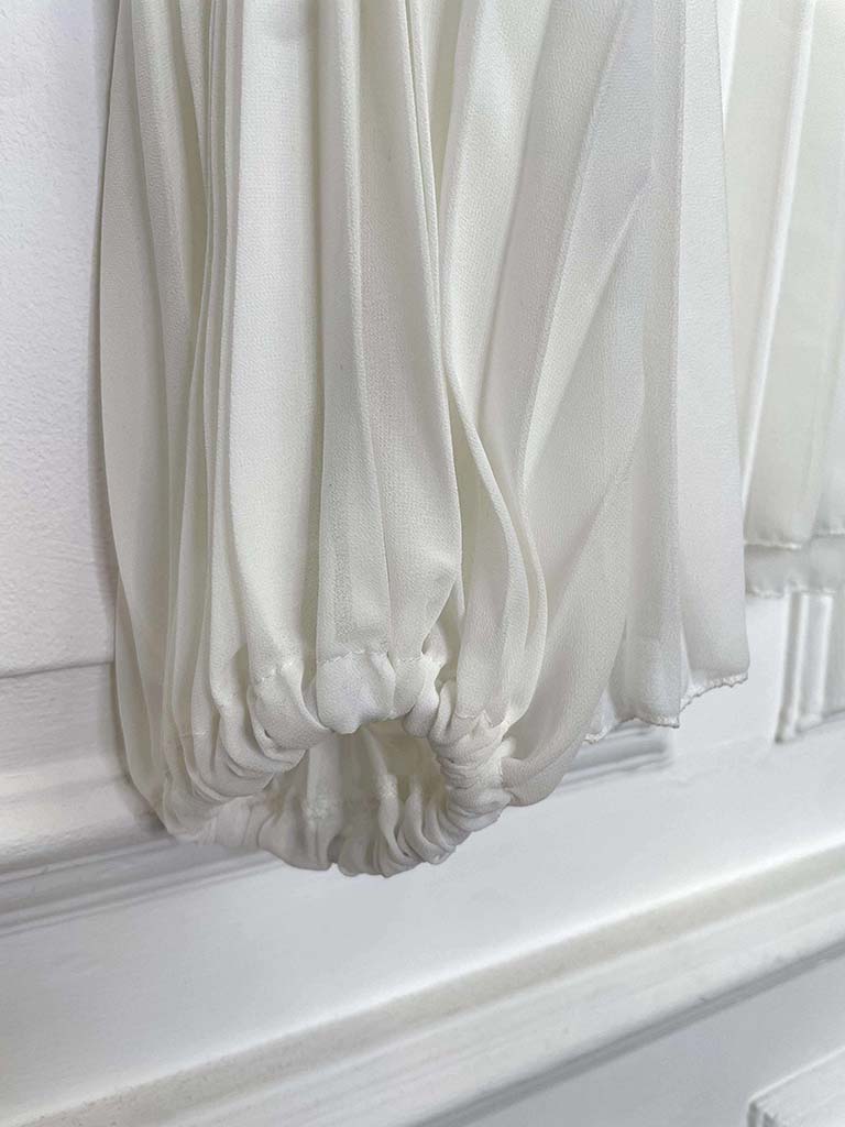 Pleat Balloon Sleeve Top - Warm White
