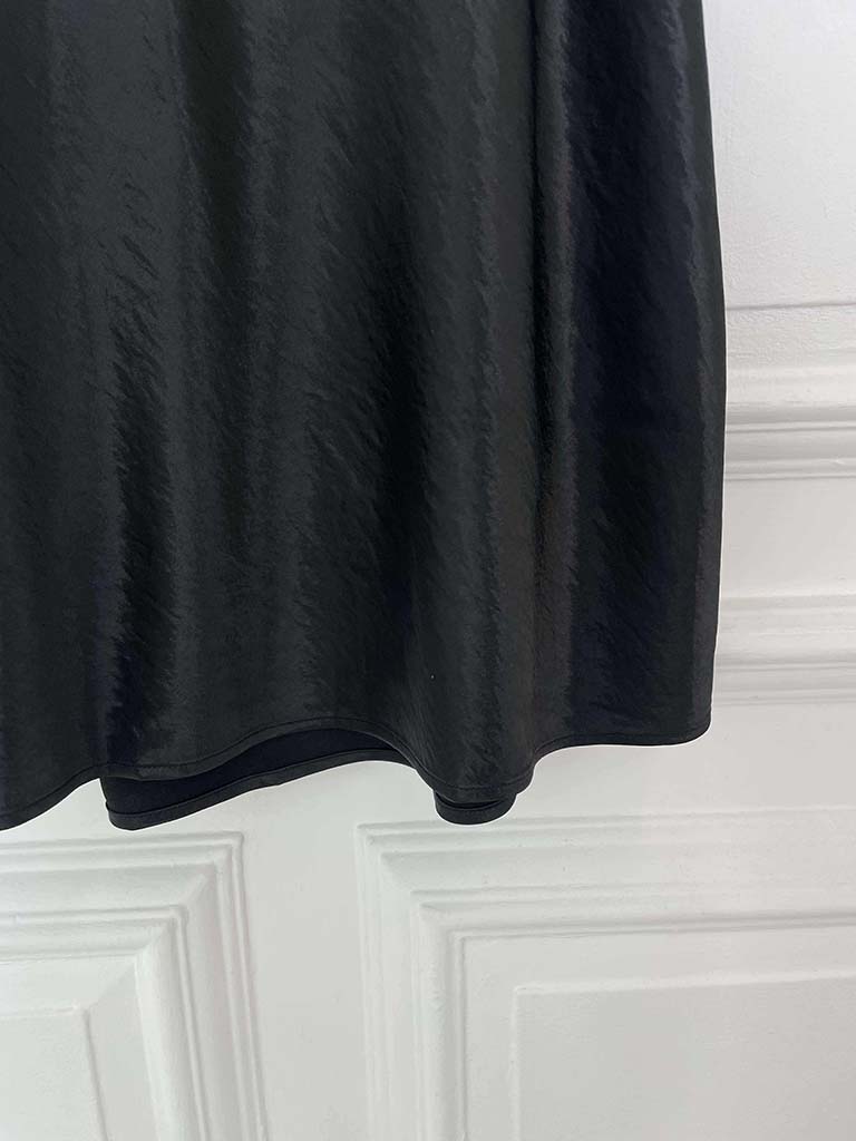 A-Line Bias Satin Skirt - Black