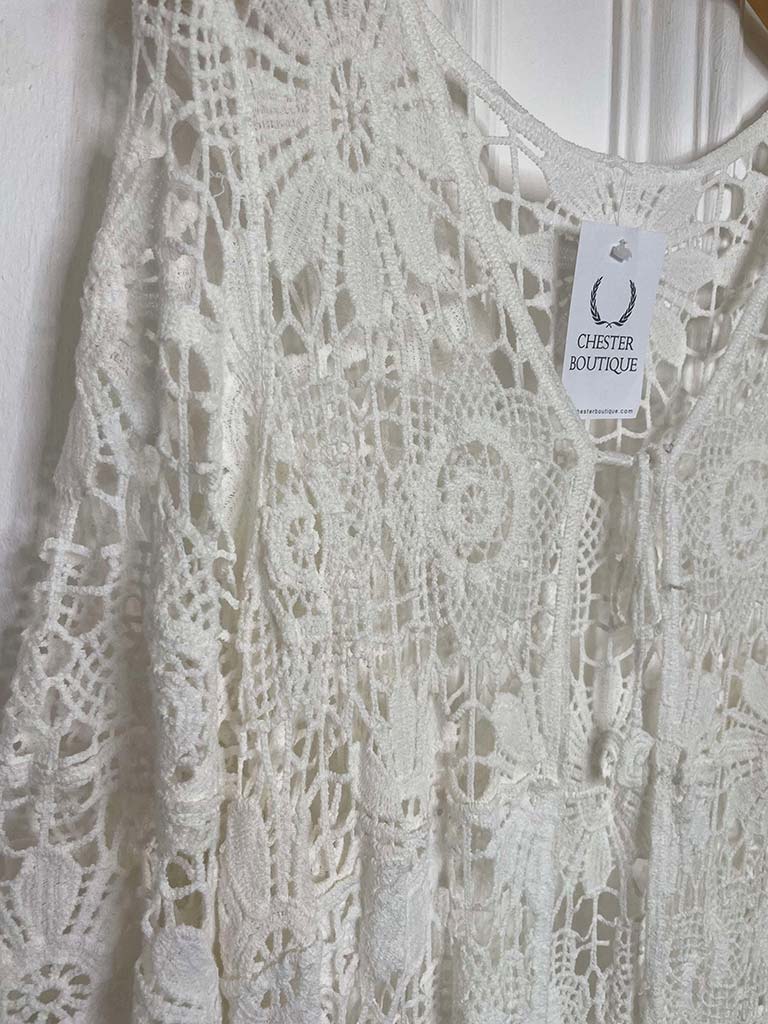 Cotton Crochet Cardigan - White