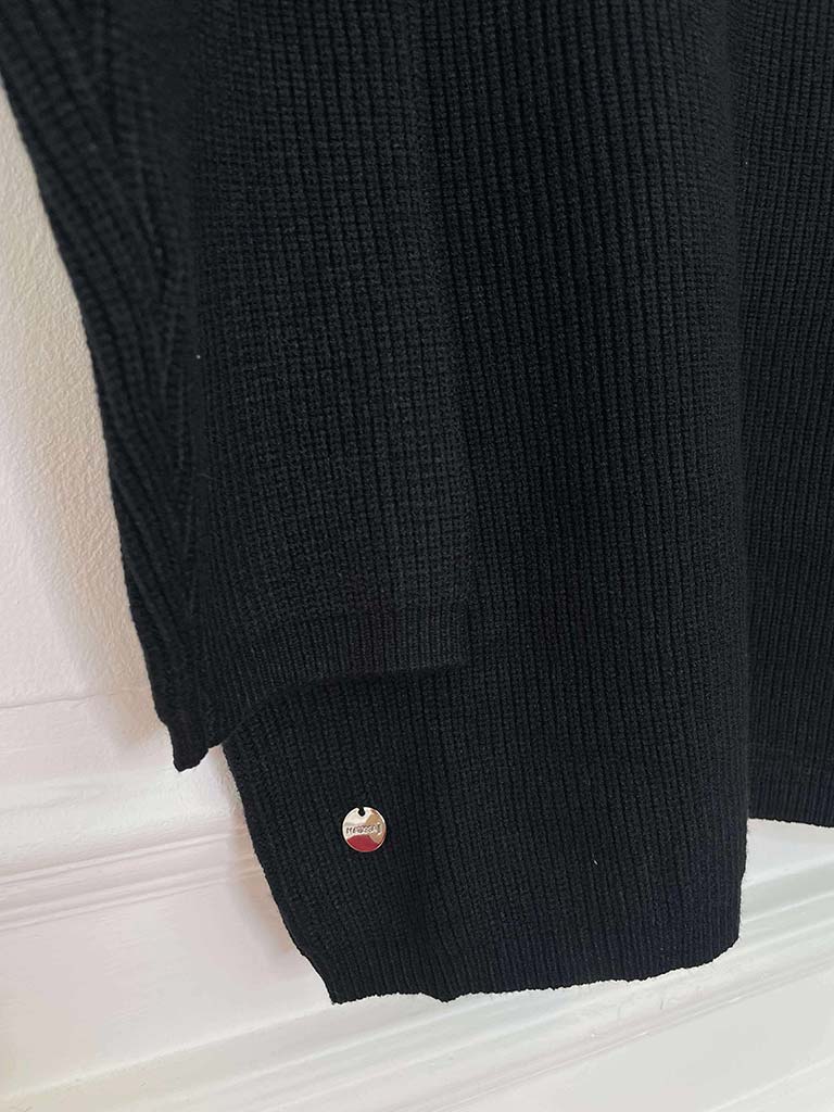 Malissa J High Neck Ribbed Knit - Black